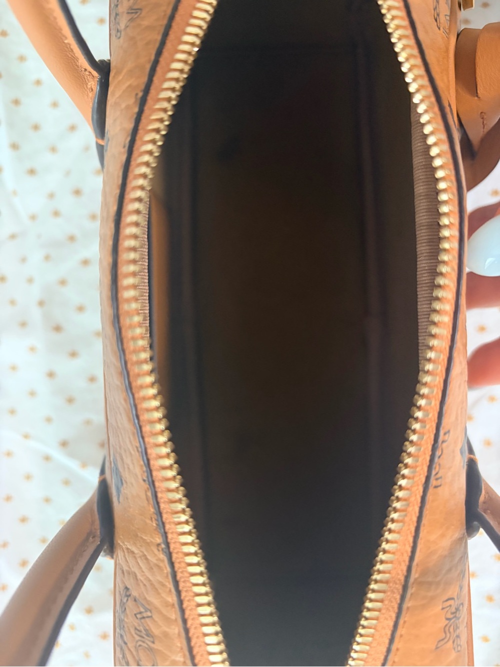 MCM Cognac Logo Print Visetos Tote - Picture 8 of 9
